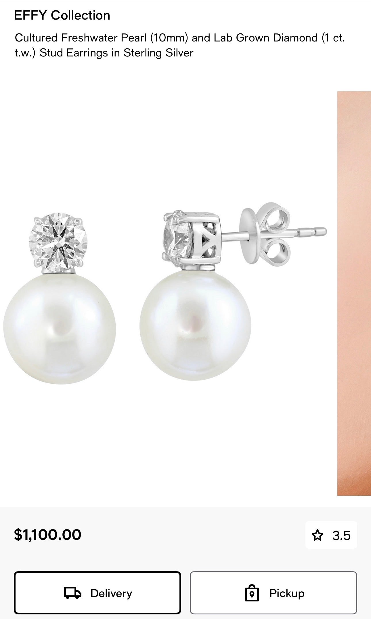 EFFY Collection Cultured Freshwater Pearl & Lab-Grown Diamond Stud Earrings